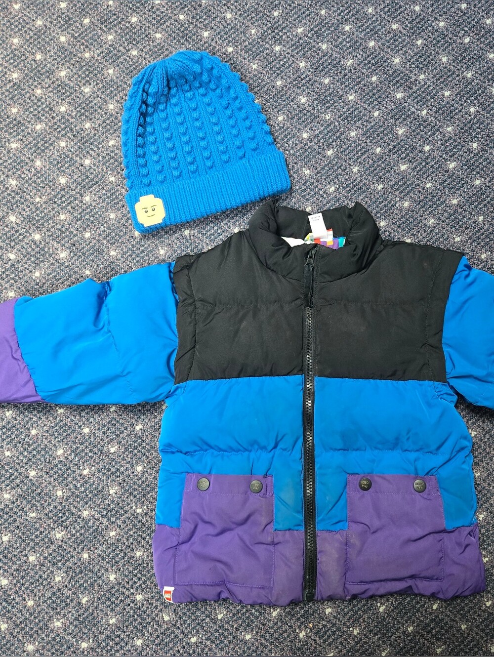 LEGO Collection x Target color-block puffer jacket Size 4t With Beanie To Match